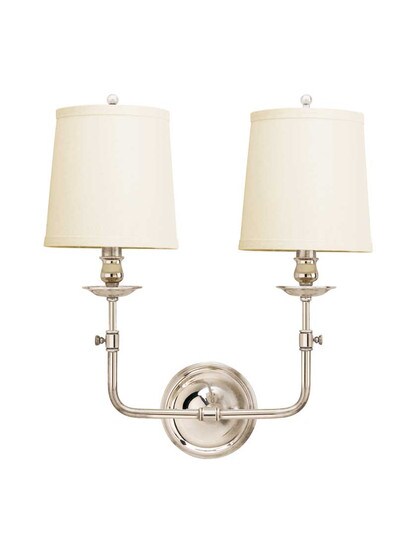 Logan 2-Light Wall Sconce in Polished Nickel.